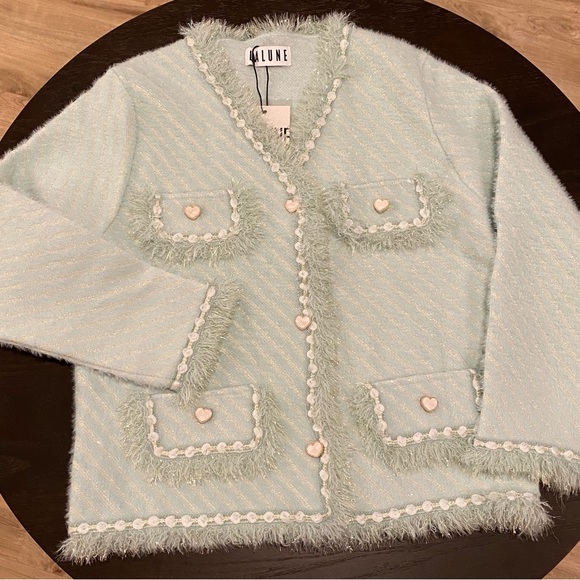 LA LUNE Knitted Heart Shape Buttons Design cardigan sweater - Picture 2 of 8